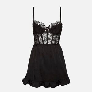 For Love & Lemons x Victoria's Secret Black Daisy Lace Slip Dress Small Corset